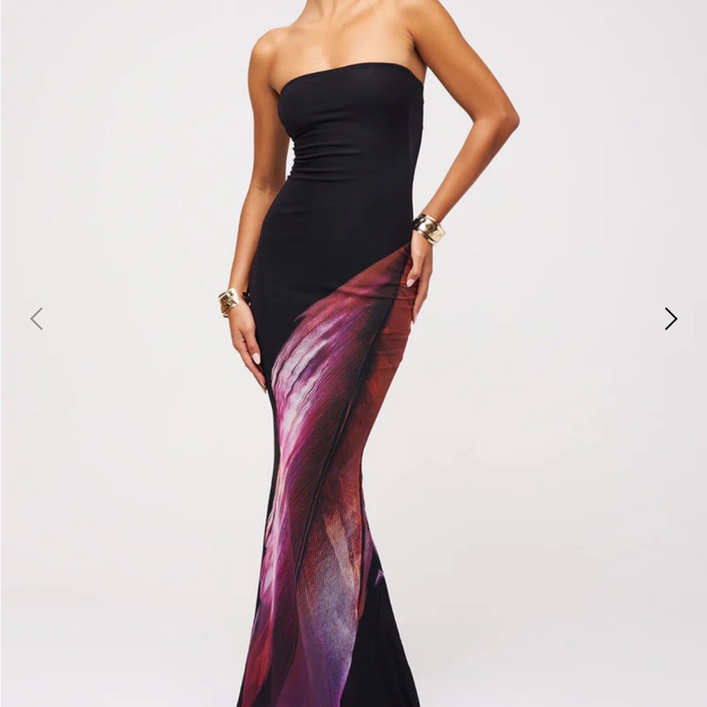 Chic Strapless Black and Purple Dress